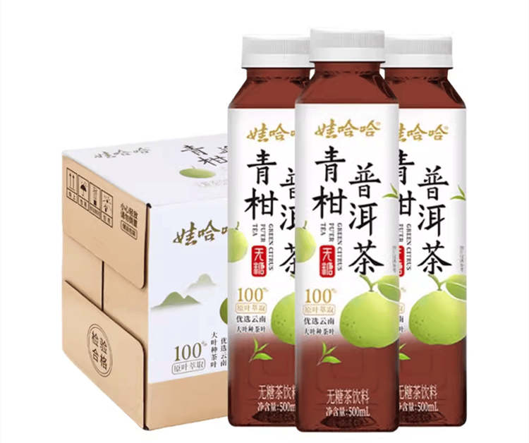 娃哈哈青柑普洱茶配料表及保質期,娃哈哈無糖茶500ml*15瓶飲品0糖0脂0卡青柑普洱茶