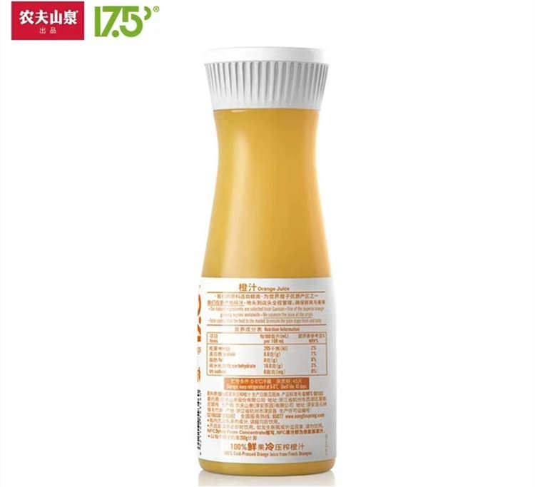 農夫山泉17.5°橙汁配料表及保質期多久,17.5°NFC330ml純贛南橙汁無添加