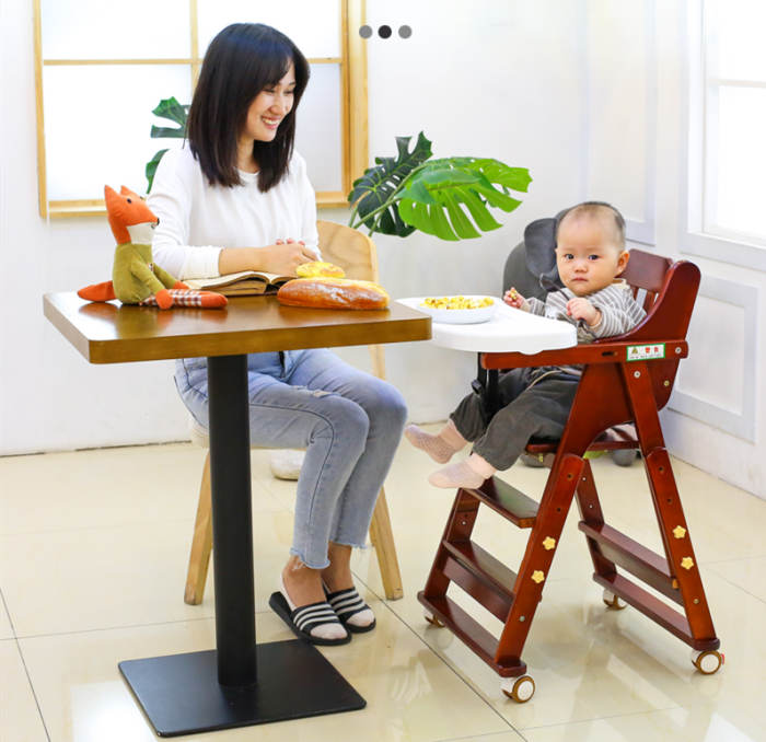 實(shí)木寶寶餐椅可折疊多功能兒童餐桌椅子