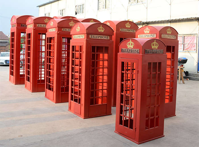 鐵藝工藝品網紅電話亭套裝落地擺件酒吧裝飾
